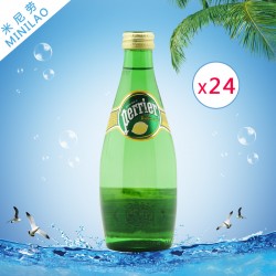 含氣天然礦泉水 Perrier檸檬巴黎水玻璃瓶330ml*24瓶整箱批發(fā)代理