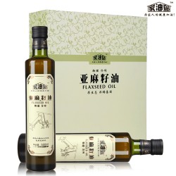 高端禮盒家油站物理冷初榨亞麻籽油500ml*2瓶裝高端食用油好禮物