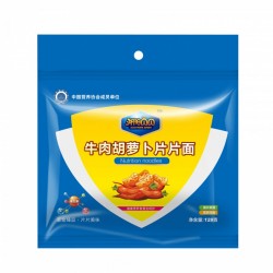 采用現(xiàn)代制面工藝制作的牛肉胡蘿卜片片面 形狀美觀 營(yíng)養(yǎng)豐富