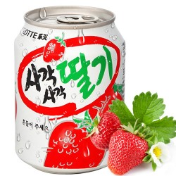 韓國原裝進(jìn)口飲料樂天草莓果肉果汁飲料238ml 12聽/箱