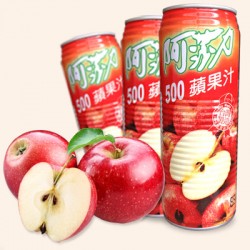 臺灣進(jìn)口 阿莎力蘋果汁水蜜桃汁 兩種口味純正爽口 500ml*24聽/箱
